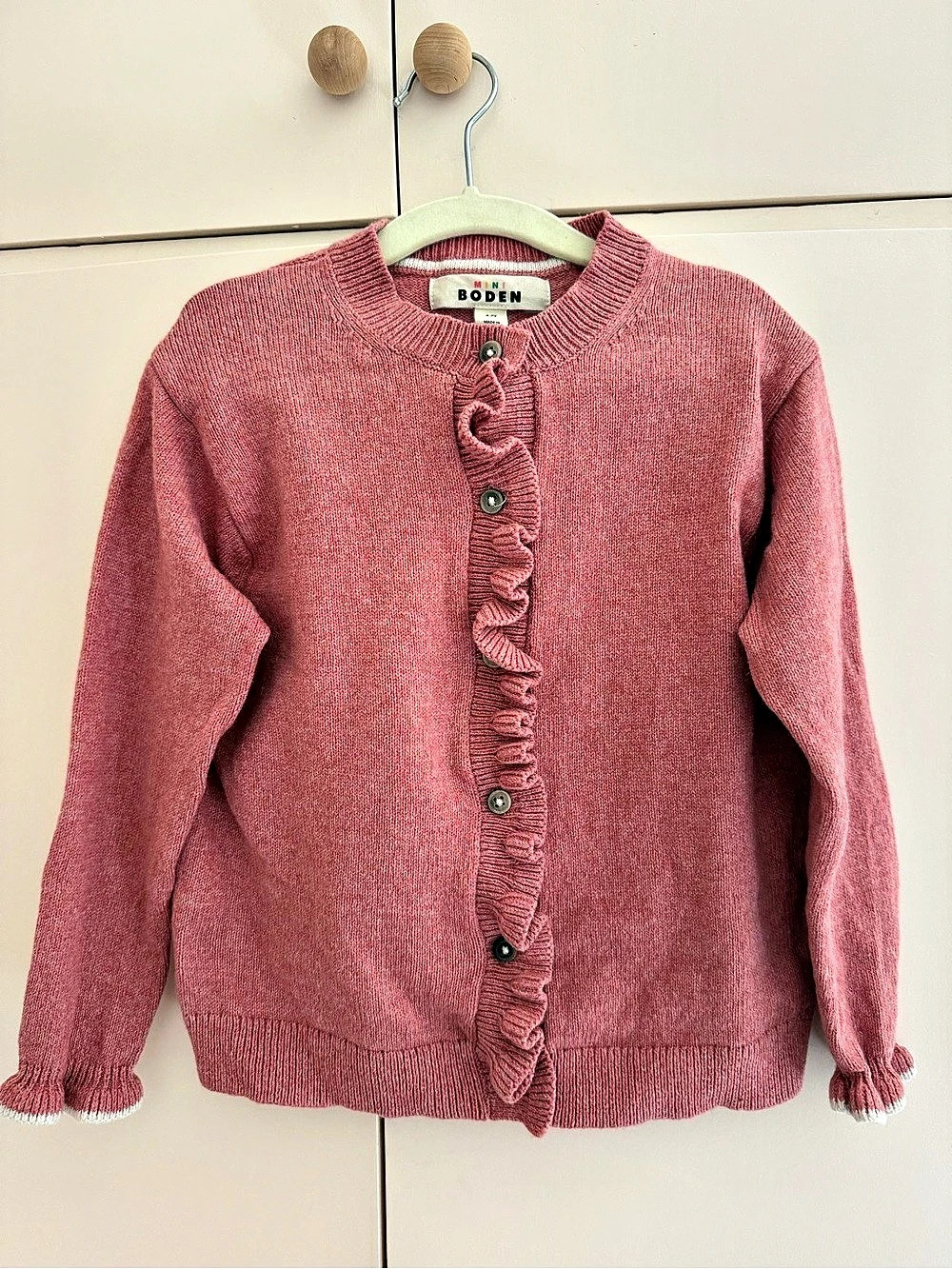 Mini Boden Girls Pink Frilled Cardigan Size 6-7Y Like New